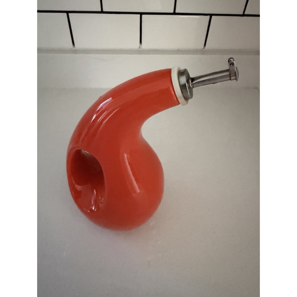 Rachel Ray EVOO Bottle Olive Oil Dispenser Stoneware Cruet Orange H0168